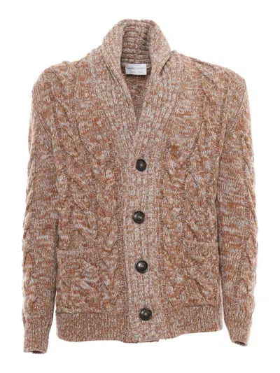 Sette Fili Cashmere Braided Cardigan In Brown