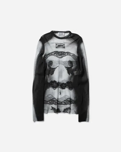Jean Paul Gaultier Body Lace Mariniere Top In Black