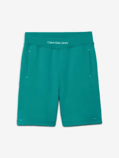 Calvin Klein Jeans Est.1978 Calvin Klein Jeans Calvin Klein Boys Intarsia Logo Terry Shorts In Green