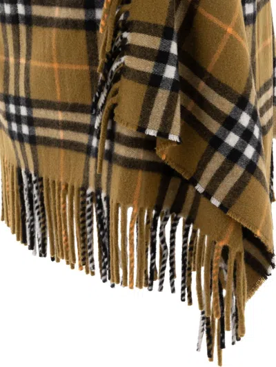 Burberry Women Wool And Cashmere Check Scarf Style Skirt In Green