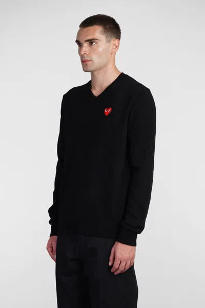 Comme Des Garçons Play Heart-patch Wool Jumper In Black