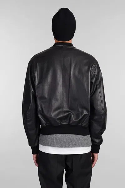 Jil Sander Leather Zip-up Bomber Jacket In Black