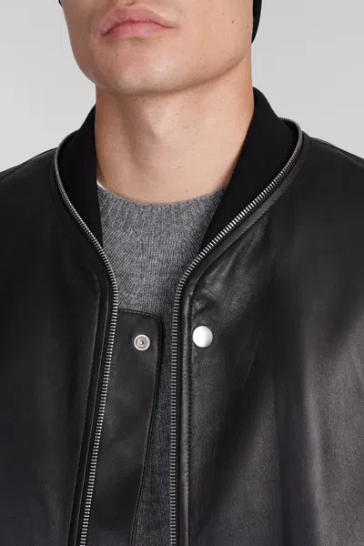 Jil Sander Leather Zip-up Bomber Jacket In Black
