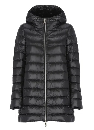 Herno Down Jacket In Ultralight Nylon And Techno Taffeta In Black