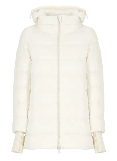 Herno White Down Jacket With Drawstring Hood In Tech Fabric Woman In White