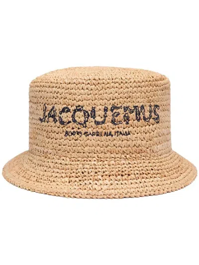 Jacquemus Le Bob Pesco Straw Bucket Hat In Brown