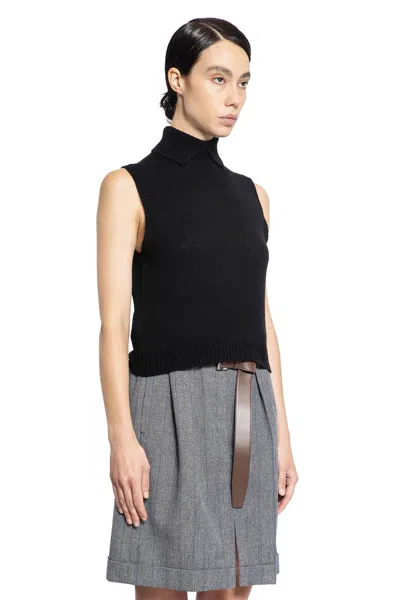 Prada Gessato Belted Paperbag Skirt In Grey