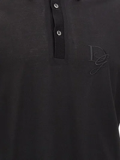 Dolce & Gabbana Chest Embroidered-logo Polo T-shirt In Black