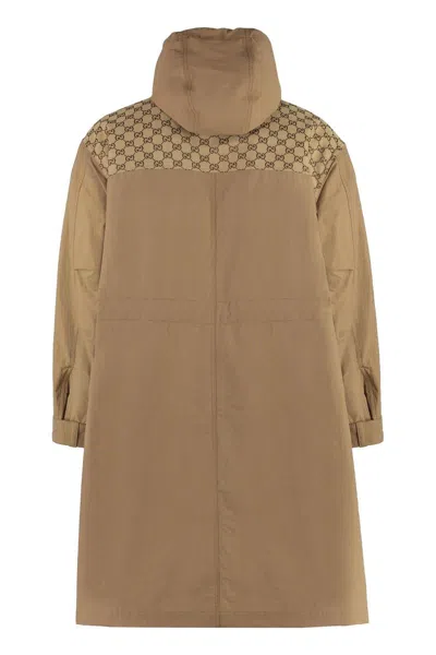 Gucci Men's Technical Fabric Parka In Brown