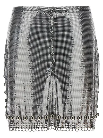 Rabanne Paillette Metal Ball Trim Mini Skirt In Silver
