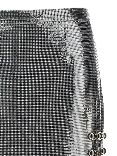 Rabanne Paillette Metal Ball Trim Mini Skirt In Silver