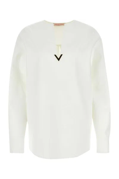 Valentino Garavani White Cotton Blend Blouse In White
