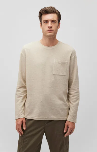 Mavi Long Sleeve Pocket T-shirt In Pelican In Beige