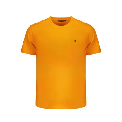 Napapijri Orange Cotton Tee With Signature Embroidery In Orange