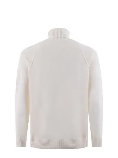 C.p. Company Turtleneck Knit Sweater Arm Pocket In Beige