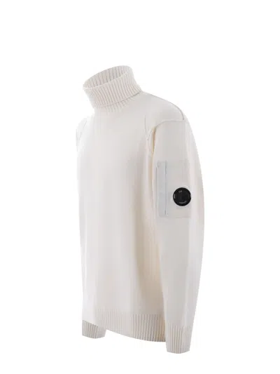 C.p. Company Turtleneck Knit Sweater Arm Pocket In Beige