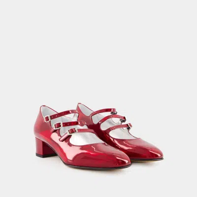 Carel Paris 'kina' Red Mary Janes With Straps And Block Heel In Red