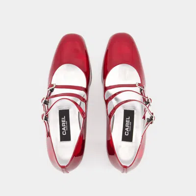 Carel Paris 'kina' Red Mary Janes With Straps And Block Heel In Red