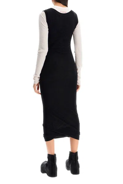 Marni Layered Knit Dress In Black