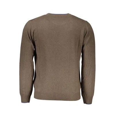 Harmont & Blaine Elegant Crew Neck Contrast Detail Sweater In Brown