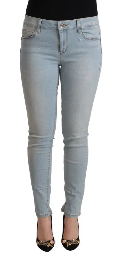 Liu •jo Light Blue Cotton Mid Waist Slim Fit Denim Jeans In Light Blue