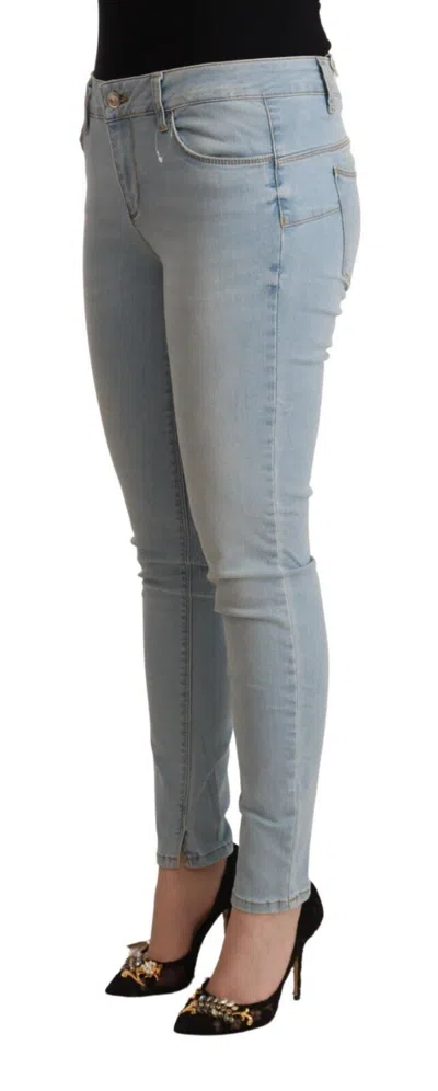 Liu •jo Light Blue Cotton Mid Waist Slim Fit Denim Jeans In Light Blue