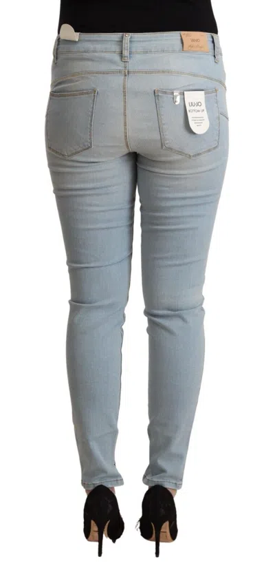 Liu •jo Light Blue Cotton Mid Waist Slim Fit Denim Jeans In Light Blue