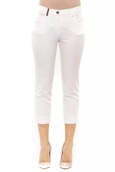 Peserico Side-slit Cropped Stretch Pants In White