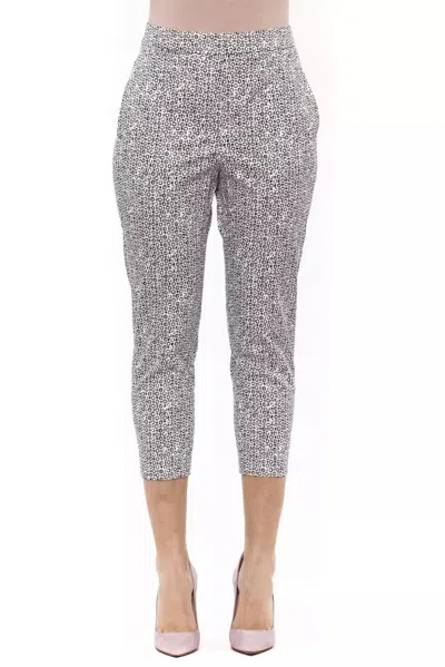 Peserico White Cotton Women Ankle Women's Pant In Gray