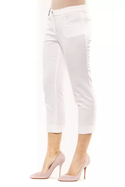 Peserico Side-slit Cropped Stretch Pants In White