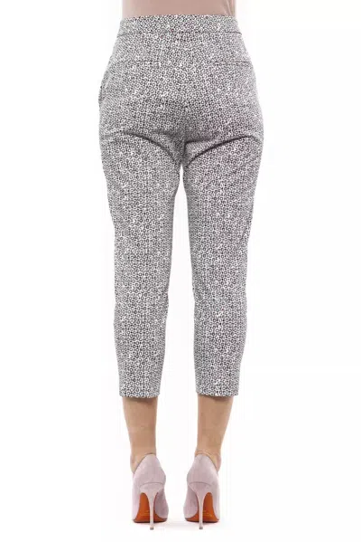 Peserico White Cotton Women Ankle Women's Pant In Gray