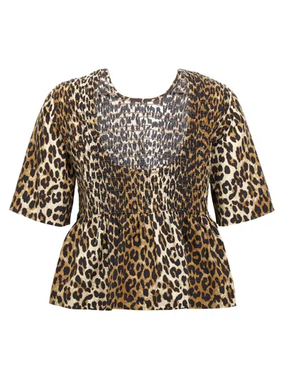Shop Ganni Leopard Blouse Shirt, Blouse Multicolor