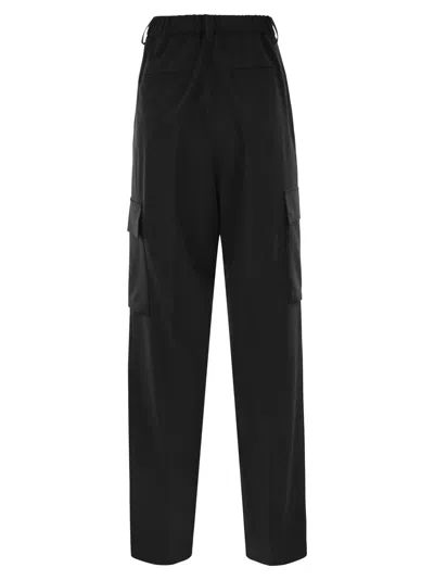Herno Soft Wool Cargo Pants In Black