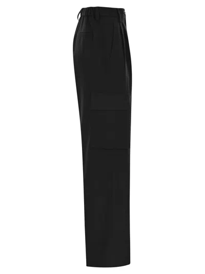 Herno Soft Wool Cargo Pants In Black