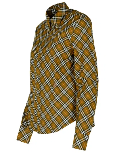 Burberry Ered Shirt With Button-down Collar In Green