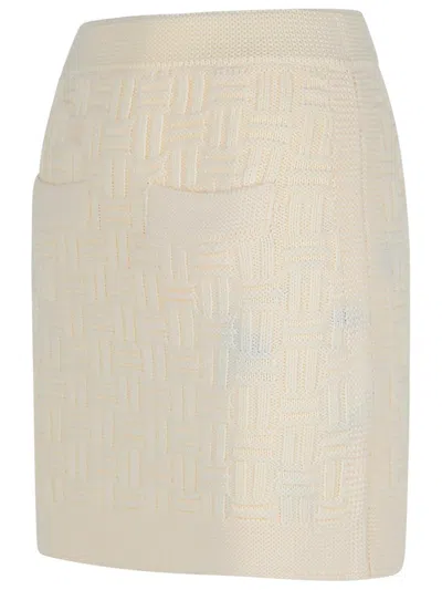 Casablanca Column Stitch Mini Skirt In White