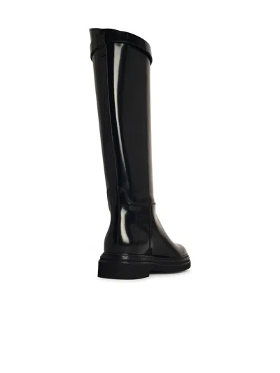 Dolce & Gabbana Black Shiny Leather Boots In Black