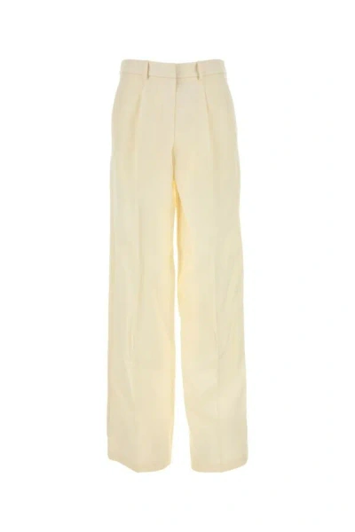 Magda Butrym Cream Wool Blend Wide-leg Pant In Multicolor