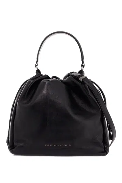 Brunello Cucinelli Sleek Mini Handbag With Monile Embellishments In Brown