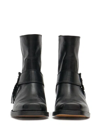 Shop Isabel Marant Leather Boots With Stacked Cuban Heel In Black