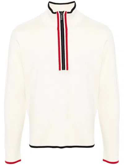 THOM BROWNE FUNNEL NECK HALF ZIP PULLOVER 
