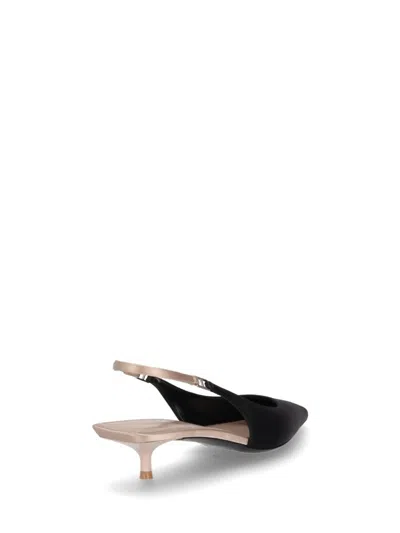 Saint Laurent Cherish Open Back Pumps In Crêpe Satin In Nero/partridge Pink/