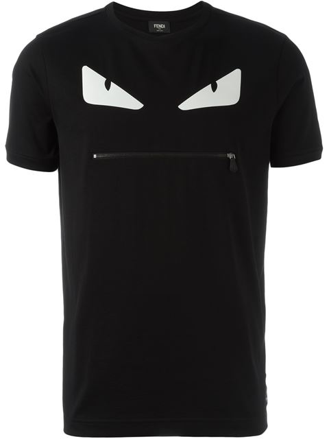 Fendi Monster Zip Mouth Cotton Jersey T-shirt In Black | ModeSens