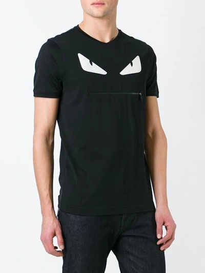 Fendi Black 'bag Bugs' Zip Mouth T-shirt | ModeSens