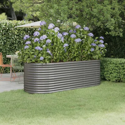 Vidaxl Garden Raised Bed Powder-coated Steel 88.2"x31.5"x26.8" Gray