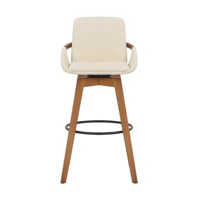 Furnizzeme 30 Inches Leatherette Swivel Barstool, Cream And Brown