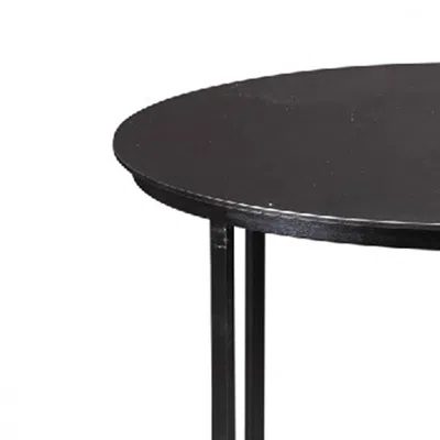 Furnizzeme Round Metal Frame Side Table With Tubular Legs, Black