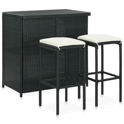 Vidaxl 3 Piece Bar Set Poly Rattan Black, 313471