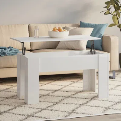 Vidaxl Coffee Table High Gloss White 39.8"x19.3"x20.5" Engineered Wood