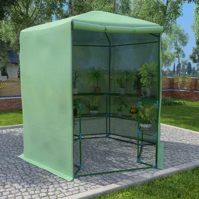 Vidaxl Greenhouse With Shelves Steel 89.4"x87.8" 8166